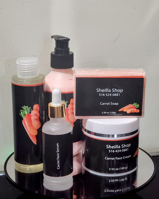 Natural organic carrot skincare moisturizing vegan whitening set